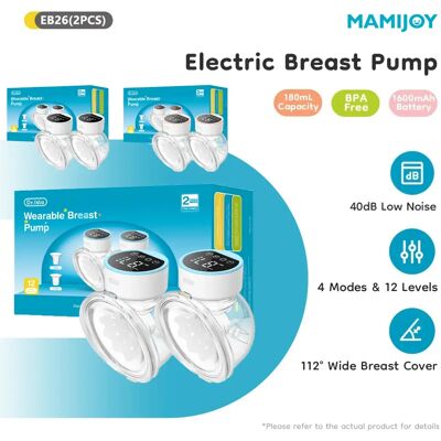 MAMIJOY 2 STKS Draagbare Elektrische Borstkolven 4 Modi & 12 Niveaus Handsfree Borstkolf 40dB Geluidsarm Gratis 19/24mm Flens DEB26D 2PCS-Pink MAMIJOY 2 STKS Draagbare Elektrische Borstkolven 4 Modi & 12 Niveaus Handsfree Borstkolf 40dB Geluidsarm Gratis 19/24mm Flens DEB26D 2PCS-Pink