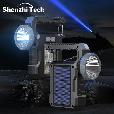 SHENZHITECH Draagbare krachtige oplaadbare zaklamp op zonne-energie Zoeklicht met COB-werklamp Lantaarn Outdoor Campinglamp Wandelen Vissen Emer SHENZHITECH Draagbare krachtige oplaadbare zaklamp op zonne-energie Zoeklicht met COB-werklamp Lantaarn Outdoor Campinglamp Wandelen Vissen Emer