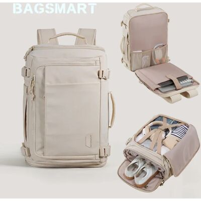 BAGSMART Reisrugzak Grote capaciteit Vacuümcompressierugzak Dames 15,6 inch laptoptas Waterdicht Uitbreiden herenrugzakken Tangerine Standard(28L) BAGSMART Reisrugzak Grote capaciteit Vacuümcompressierugzak Dames 15,6 inch laptoptas Waterdicht Uitbreiden herenrugzakken Tangerine Standard(28L)