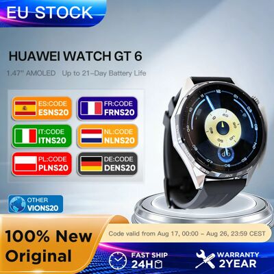 HUAWEI GT 6 46mm Smartwatch GPS 1.47'' AMOLED touchscreen 100+ sportmodi compatibel met iOS en Android Gezondheidsbewaking 46mm Black HUAWEI GT 6 46mm Smartwatch GPS 1.47'' AMOLED touchscreen 100+ sportmodi compatibel met iOS en Android Gezondheidsbewaking 46mm Black