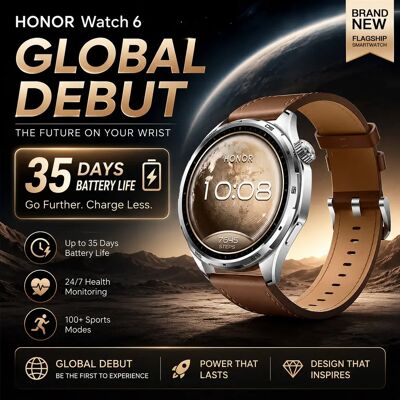 HONOR Watch 6 nieuwe Smartwatch 2026 Shadow Black HONOR Watch 6 nieuwe Smartwatch 2026 Shadow Black