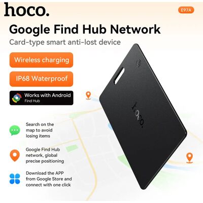 HOCO Kaarttype Smart Tag Android Tracker Ondersteuning voor Google Vind mijn draadloze oplaadzoeker Locator Anti-verloren GPS Tag Key Pet Black HOCO Kaarttype Smart Tag Android Tracker Ondersteuning voor Google Vind mijn draadloze oplaadzoeker Locator Anti-verloren GPS Tag Key Pet Black