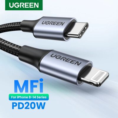 UGREEN MFI PD20W USB-C naar Lightning-kabel voor snel opladen van iPhone 14, 13, 12, 11 en Apple iPad. Oplaadkabel en datakabel, verkrijgbaar in de lengtes 25 cm, 150 cm, 1 m en 2 m. TPE White UGREEN MFI PD20W USB-C naar Lightning-kabel voor snel opladen van iPhone 14, 13, 12, 11 en Apple iPad. Oplaadkabel en datakabel, verkrijgbaar in de lengtes 25 cm, 150 cm, 1 m en 2 m. TPE White