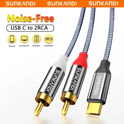SUNKANDI USB C naar RCA-audiokabel, Type C naar 2 RCA mannelijk snoer voor iPhone 16 15 Pro Max/15 Pro/15 Plus, iPad Pro, Samsung grey SUNKANDI USB C naar RCA-audiokabel, Type C naar 2 RCA mannelijk snoer voor iPhone 16 15 Pro Max/15 Pro/15 Plus, iPad Pro, Samsung grey
