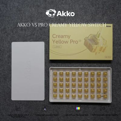 Akko V5 Pro crème gele schakelaar 5-pins 50gf Thocky lineaire schakelaar in de fabriek gesmeerd compatibel met Cherry MX mechanisch toetsenbord 45pcs Akko V5 Pro crème gele schakelaar 5-pins 50gf Thocky lineaire schakelaar in de fabriek gesmeerd compatibel met Cherry MX mechanisch toetsenbord 45pcs