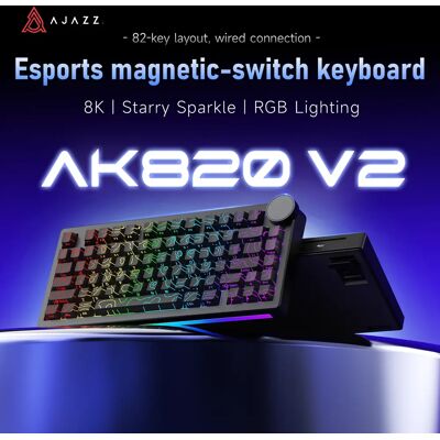 AJAZZ AK820 V2 Bedraad Hall Magnetic Gaming Toetsenbord, 75% Layout Hot Swappable, 8K Polling Rate RT Rapid Trigger, RGB Verlichting, 5-Layer Gasket Purple White Blue AJAZZ AK820 V2 Bedraad Hall Magnetic Gaming Toetsenbord, 75% Layout Hot Swappable, 8K Polling Rate RT Rapid Trigger, RGB Verlichting, 5-Layer Gasket Purple White Blue