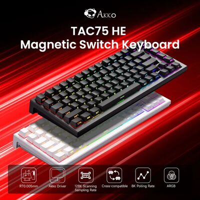 Akko TAC75 HE Toetsenbord 75% Magnetische Schakelaar Snelle Trigger 0.005mm ARGB 8K Polling Rate Bedraad Mechanisch Esports Gaming Toetsenbord Black Glare Akko TAC75 HE Toetsenbord 75% Magnetische Schakelaar Snelle Trigger 0.005mm ARGB 8K Polling Rate Bedraad Mechanisch Esports Gaming Toetsenbord Black Glare