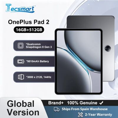 Tablet - OnePlus Pad 2, 16 GB + 512 GB WiFi-versie, Snapdragon 8 Gen 3 chipset 3K 12,1 inch display 9510 mAh batterij 67 W SUPERVOOC 13 MP achteruitrijcamera Grijs Tablet - OnePlus Pad 2, 16 GB + 512 GB WiFi-versie, Snapdragon 8 Gen 3 chipset 3K 12,1 inch display 9510 mAh batterij 67 W SUPERVOOC 13 MP achteruitrijcamera Grijs