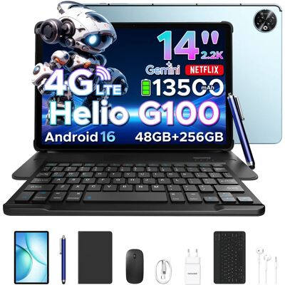 DOOGEE Tablet PC 2-in-1 Tab E3 Max batterij 13500mAh Gmini AI 14 inch scherm 2.2K 48GB(8+40) 256GB Helio G100 AI Tablet Android 16 Blue Tablet ONLY DOOGEE Tablet PC 2-in-1 Tab E3 Max batterij 13500mAh Gmini AI 14 inch scherm 2.2K 48GB(8+40) 256GB Helio G100 AI Tablet Android 16 Blue Tablet ONLY