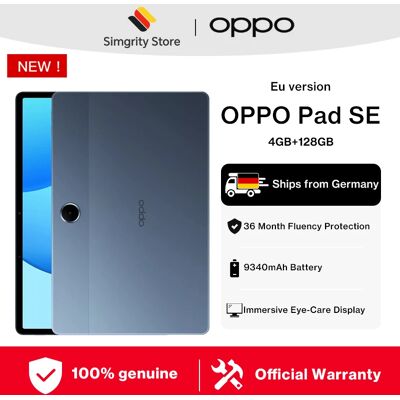 OPPO Pad SE 4 GB + 128 GB blauwe tablet, LCD-scherm met een resolutie van 1920*1200, batterij van 9340 mAh/36,06 Wh (typisch), 33 W snelladen, gezichtsherkenning, Wi-Fi 5, Bluetooth 5.4, USB Type-C, Blauw OPPO Pad SE 4 GB + 128 GB blauwe tablet, LCD-scherm met een resolutie van 1920*1200, batterij van 9340 mAh/36,06 Wh (typisch), 33 W snelladen, gezichtsherkenning, Wi-Fi 5, Bluetooth 5.4, USB Type-C, Blauw