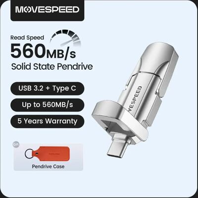 MOVESPEED USB 3.2 Solid State Pen Drive 520 MB/s Hoge snelheid USB Type C Flash Drive 1 TB 512 GB 256 GB 128 GB USB Gen 2 Pendrive Flash 2000Mbps Silver MOVESPEED USB 3.2 Solid State Pen Drive 520 MB/s Hoge snelheid USB Type C Flash Drive 1 TB 512 GB 256 GB 128 GB USB Gen 2 Pendrive Flash 2000Mbps Silver