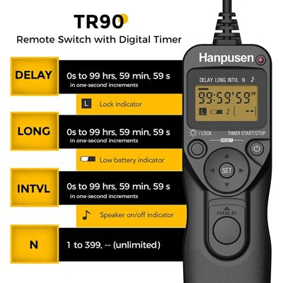 Hanpusen TR90 Camera Time Lapse Intervalmeter LCD Timer Afstandsbediening Voor geselecteerde Canon Nikon Sony Fujifilm Olympus Pentax Camera's With Nikon N10 port Hanpusen TR90 Camera Time Lapse Intervalmeter LCD Timer Afstandsbediening Voor geselecteerde Canon Nikon Sony Fujifilm Olympus Pentax Camera's With Nikon N10 port