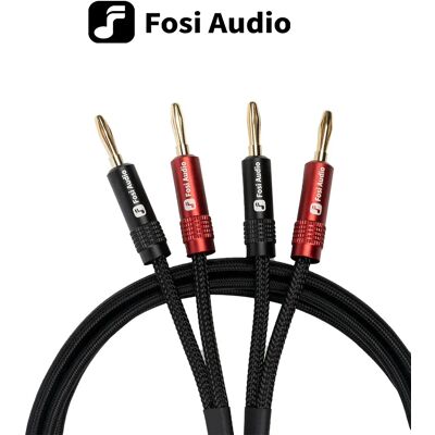 Fosi Audio merk nylon gevlochten hifi-luidsprekerkabeldraad met vergulde bananentipstekkers - 1,8 m * 2/0,3 m * 2 Speaker Wire 1.8M Fosi Audio merk nylon gevlochten hifi-luidsprekerkabeldraad met vergulde bananentipstekkers - 1,8 m * 2/0,3 m * 2 Speaker Wire 1.8M