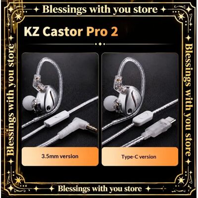 Originele, nieuwe KZ Castor Pro 2 muziek- en gaming-oordopjes met 10 mm dynamische driver, bedraad, type C, met microfoon, inclusief cadeau. 3.5mm-Silver-Mic Originele, nieuwe KZ Castor Pro 2 muziek- en gaming-oordopjes met 10 mm dynamische driver, bedraad, type C, met microfoon, inclusief cadeau. 3.5mm-Silver-Mic