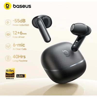 Baseus Bowie MS1 -55dB Adaptieve ANC Oordopjes Semi-In-Ear Draadloze Bluetooth 6.0 Oortelefoons Stabiele Pasvorm Hi-Res Audio Hoofdtelefoon Black Baseus Bowie MS1 -55dB Adaptieve ANC Oordopjes Semi-In-Ear Draadloze Bluetooth 6.0 Oortelefoons Stabiele Pasvorm Hi-Res Audio Hoofdtelefoon Black