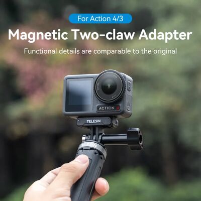 TELESIN Magnetische twee klauwadapter Actiecamera-accessoires voor DJI OSMO Action 3 4-adapter TELESIN Magnetische twee klauwadapter Actiecamera-accessoires voor DJI OSMO Action 3 4-adapter
