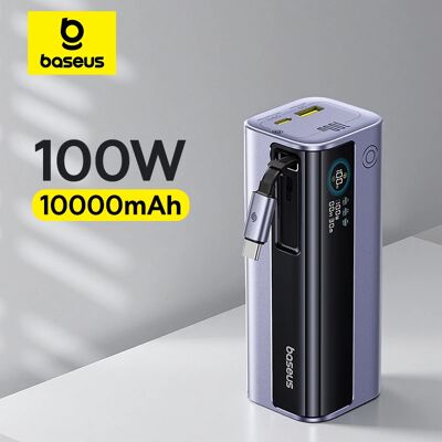 Baseus 100W 10000mAh Power Bank Ingebouwde intrekbare USB-C-kabel Draagbare PD externe batterij Power Bank voor Samsung iPad iPhone 100W Grey Baseus 100W 10000mAh Power Bank Ingebouwde intrekbare USB-C-kabel Draagbare PD externe batterij Power Bank voor Samsung iPad iPhone 100W Grey