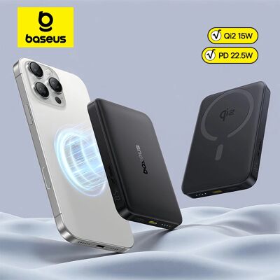 Baseus Qi2 magnetische powerbank 15 W draadloos 10000 mAh PD 22,5 W snel opladen compacte draagbare oplader voor iPhone 17 Samsung S25 Qi2 Black Baseus Qi2 magnetische powerbank 15 W draadloos 10000 mAh PD 22,5 W snel opladen compacte draagbare oplader voor iPhone 17 Samsung S25 Qi2 Black