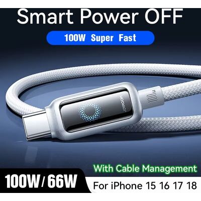 Joyroom 100 W USB C Kabel Automatische Uitschakeling Snel Opladen Type C Kabel Voor iPhone 16 15 Pro Max Xiaomi Sumsang Huawei Black 66W Joyroom 100 W USB C Kabel Automatische Uitschakeling Snel Opladen Type C Kabel Voor iPhone 16 15 Pro Max Xiaomi Sumsang Huawei Black 66W