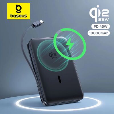 Baseus 10000 mAh 45 W Power Bank Voor Qi2.2 25 W MagSafe Magnetisch Draadloos Opladen Ingebouwde USB-C Kabel voor iPhone 17 Samsung S25 Qi2.2 25W PD 45W BL Baseus 10000 mAh 45 W Power Bank Voor Qi2.2 25 W MagSafe Magnetisch Draadloos Opladen Ingebouwde USB-C Kabel voor iPhone 17 Samsung S25 Qi2.2 25W PD 45W BL