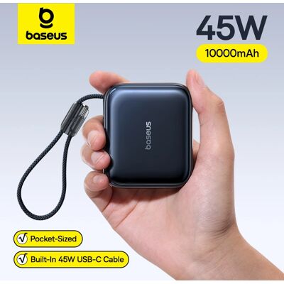 Baseus 45W Mini Powerbank 10000mAh Ingebouwde USB-C Kabel Zakformaat Kleinere Snelle Oplading Draagbaar Voor iPhone 17 Samsung S25 45W Black Baseus 45W Mini Powerbank 10000mAh Ingebouwde USB-C Kabel Zakformaat Kleinere Snelle Oplading Draagbaar Voor iPhone 17 Samsung S25 45W Black