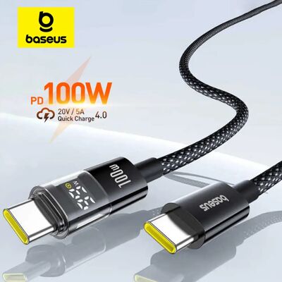 Baseus USB C-kabel 100 W voor iPhone 17 16 15 Pro Max LED-display USB-kabel Type C voor Macbook pro Snellaaddraad voor Xiaomi Black Baseus USB C-kabel 100 W voor iPhone 17 16 15 Pro Max LED-display USB-kabel Type C voor Macbook pro Snellaaddraad voor Xiaomi Black