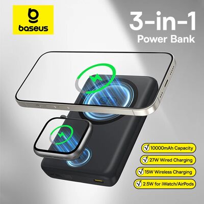 Baseus 27W Magnetische Power Bank 10000mAh 15W Draadloos Opladen Externe Batterij Voor iPhone iWatch AirPods Samsung Xiaomi Poco 27W Pink Baseus 27W Magnetische Power Bank 10000mAh 15W Draadloos Opladen Externe Batterij Voor iPhone iWatch AirPods Samsung Xiaomi Poco 27W Pink