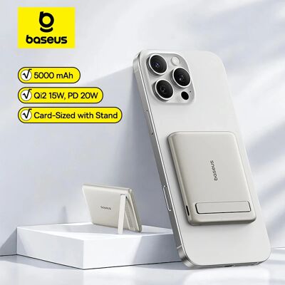 Baseus Qi2 Magnetische Power Bank Met Kickstand PD 20W 5000mAh Draagbare Draadloze Snel Opladen PowerBank Voor iPhone Samsung Xiaomi Titanium Baseus Qi2 Magnetische Power Bank Met Kickstand PD 20W 5000mAh Draagbare Draadloze Snel Opladen PowerBank Voor iPhone Samsung Xiaomi Titanium