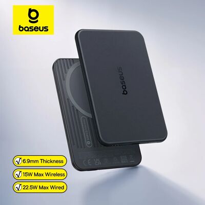 Baseus 5000mAh Magnetische Powerbank 22.5W USB-C & 7.5W/15W Draadloos Opladen 6.9mm Kaartdun NFC Batterijbewaking voor iPhone 17 22.5W Black Baseus 5000mAh Magnetische Powerbank 22.5W USB-C & 7.5W/15W Draadloos Opladen 6.9mm Kaartdun NFC Batterijbewaking voor iPhone 17 22.5W Black