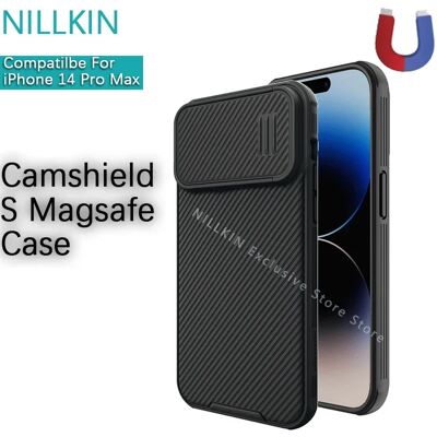 Nillkin voor iPhone 14 Pro Max CamShield S magnetische hoes schokbestendige lensschuifafdekking Magsafe telefoonhoes beschermhoes Black Magsafe Nillkin voor iPhone 14 Pro Max CamShield S magnetische hoes schokbestendige lensschuifafdekking Magsafe telefoonhoes beschermhoes Black Magsafe