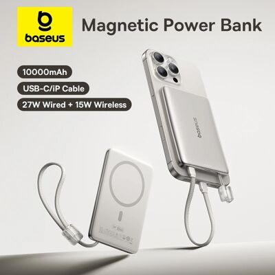 【CCC】Baseus 10000 mAh magnetische powerbank 15 W draadloze PD 27 W bedraad snel USB-C/iP-kabel opladen voor iPhone 17 Samsung Xiaomi Black 【CCC】Baseus 10000 mAh magnetische powerbank 15 W draadloze PD 27 W bedraad snel USB-C/iP-kabel opladen voor iPhone 17 Samsung Xiaomi Black