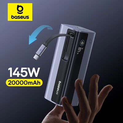 Baseus 145W Powerbank 20000mAh Ingebouwde 100W intrekbare Type-C kabel Snelle oplading Draagbare externe batterijlader Powerbank Titanium Baseus 145W Powerbank 20000mAh Ingebouwde 100W intrekbare Type-C kabel Snelle oplading Draagbare externe batterijlader Powerbank Titanium