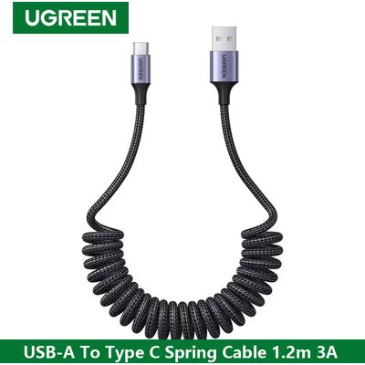 UGREEN Auto Spring Pull USB A Naar Type C Kabel 3A Snel opladen data Voor Apple iPhone 15 Samsung Android Telefoon Oplader Gevlochten QC zwart UGREEN Auto Spring Pull USB A Naar Type C Kabel 3A Snel opladen data Voor Apple iPhone 15 Samsung Android Telefoon Oplader Gevlochten QC zwart