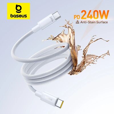 Baseus 240 W kabel Type-C snellaaddatakabel USB-C naar USB-C grafeen PD QC Quick voor MacBook Pro voor iPhone 17 16 Samsung White Baseus 240 W kabel Type-C snellaaddatakabel USB-C naar USB-C grafeen PD QC Quick voor MacBook Pro voor iPhone 17 16 Samsung White
