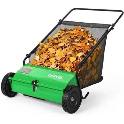 NONE 26" handduwmaaier, 7 Cu. Ft. Bladerenveger met niet-geweven gaaszak, 10" rubberen wielen, in hoogte verstelbare borstel, robuust stalen frame, stille en milieuvriendelijke tuinveger voor het Blauw NONE 26" handduwmaaier, 7 Cu. Ft. Bladerenveger met niet-geweven gaaszak, 10" rubberen wielen, in hoogte verstelbare borstel, robuust stalen frame, stille en milieuvriendelijke tuinveger voor het Blauw