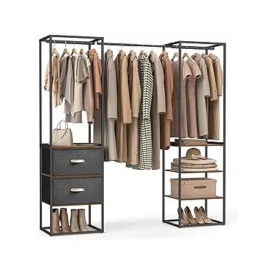 Songmics Kastkleding Staat Zeer Veerkrachtig, 2 Laden, 4 Planken zwart Songmics Kastkleding Staat Zeer Veerkrachtig, 2 Laden, 4 Planken zwart