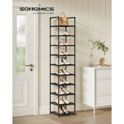 SONGMICS schoenenrek 10 lagen schoenenplank schoenenopberger, 33x33x173 cm, metalen rher, non-woven GRIJS SONGMICS schoenenrek 10 lagen schoenenplank schoenenopberger, 33x33x173 cm, metalen rher, non-woven GRIJS