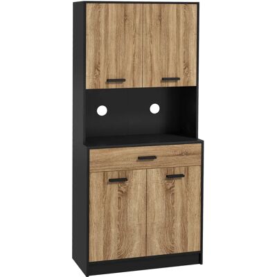 HOMCOM keukenkast, keukenbuffet, opbergmeubel, 2 kasten, 4 deuren, 1 lade, kabelgaten, industrieel design HOMCOM keukenkast, keukenbuffet, opbergmeubel, 2 kasten, 4 deuren, 1 lade, kabelgaten, industrieel design