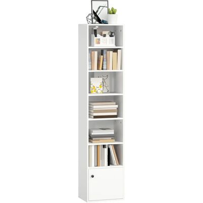 HOMCOM 7-laags boekenkast moderne boekenplank met open planken en deur 40x30x180 cm wit WIT HOMCOM 7-laags boekenkast moderne boekenplank met open planken en deur 40x30x180 cm wit WIT