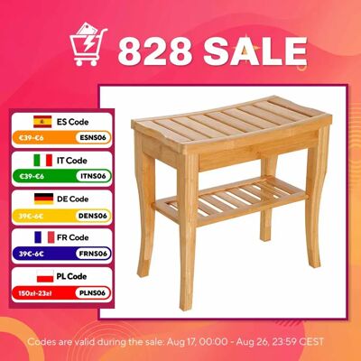 HOMCOM Bamboe Badkamerkruk met Plank Waterdicht en Stevig Badkamerbank voor Spa Salon 47,5X26X44,5 cm Natuurlijk Kaki HOMCOM Bamboe Badkamerkruk met Plank Waterdicht en Stevig Badkamerbank voor Spa Salon 47,5X26X44,5 cm Natuurlijk Kaki