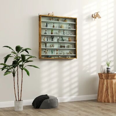 Homcom Vitrinekast voor Collecties, Wandmontage Vitrinekast 80 X 9,5 X 83 cm met 6 In Hoogte Verstelbare Planken en 2 Schuifdeuren van Glas, Bruin, voor de Collectie van Figuurtjes en Modelauto's Homcom Vitrinekast voor Collecties, Wandmontage Vitrinekast 80 X 9,5 X 83 cm met 6 In Hoogte Verstelbare Planken en 2 Schuifdeuren van Glas, Bruin, voor de Collectie van Figuurtjes en Modelauto's