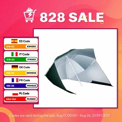 Outsunny Draagbare Strandparasol met Zijpanelen - UV50 Bescherming Outsunny Draagbare Strandparasol met Zijpanelen - UV50 Bescherming