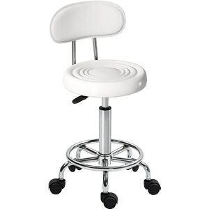 Homcom draaikruk met rugleuning en wielen verstelbare stoel voor schoonheidssalon tattoo studio 32x40x70-86cm wit Ivoor Homcom draaikruk met rugleuning en wielen verstelbare stoel voor schoonheidssalon tattoo studio 32x40x70-86cm wit Ivoor