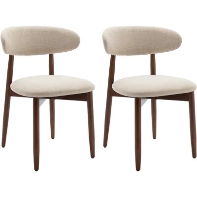 smartue Set van 2 eetkamerstoelen, moderne minimalistische gestoffeerde stoelen in Scandinavische stijl voor keuken en eetkamer, houten poten, beige WIT smartue Set van 2 eetkamerstoelen, moderne minimalistische gestoffeerde stoelen in Scandinavische stijl voor keuken en eetkamer, houten poten, beige WIT