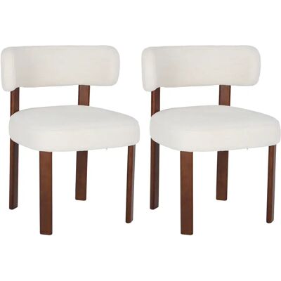 smartue Set van 2 landelijke eetkamerstoelen, vintage houten keukenstoelen met gebogen open rugleuning, beige Bruin smartue Set van 2 landelijke eetkamerstoelen, vintage houten keukenstoelen met gebogen open rugleuning, beige Bruin