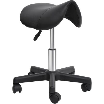 HOMCOM kruk met wielen, massagekruk met verstelbare hoogte 43-55 cm en ergonomische gleuf, stoel met wielen, voor massagesalon, tatoeage, kliniek, spa, zwart HOMCOM kruk met wielen, massagekruk met verstelbare hoogte 43-55 cm en ergonomische gleuf, stoel met wielen, voor massagesalon, tatoeage, kliniek, spa, zwart