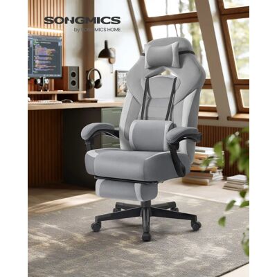SONGMICS Gamingstoel Bureaustoel Computerstoel Ergonomisch ontwerp Voetsteun Slate Gray SONGMICS Gamingstoel Bureaustoel Computerstoel Ergonomisch ontwerp Voetsteun Slate Gray