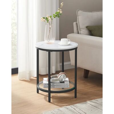 VASAGLE bijzettafel, 2 niveaus, gehard glas, marmerlook, Ø 45 cm, modern, minimalistisch zwart VASAGLE bijzettafel, 2 niveaus, gehard glas, marmerlook, Ø 45 cm, modern, minimalistisch zwart