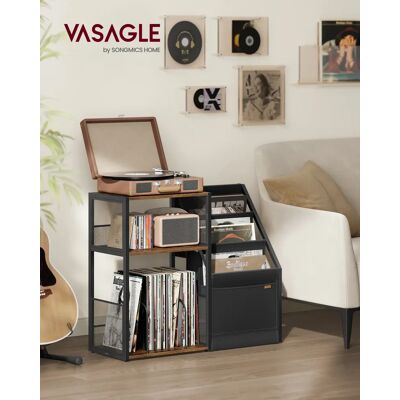 VASAGLE bijzettafel, draaitafelstandaard, 3-verdiepingen, bijzettafel, vinylplaten Rustic Brown VASAGLE bijzettafel, draaitafelstandaard, 3-verdiepingen, bijzettafel, vinylplaten Rustic Brown