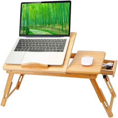 NONE Bamboe laptop houder computertafel verstelbare bedtafel bureau tafel voor computer bed en bank dienblad Wood color NONE Bamboe laptop houder computertafel verstelbare bedtafel bureau tafel voor computer bed en bank dienblad Wood color